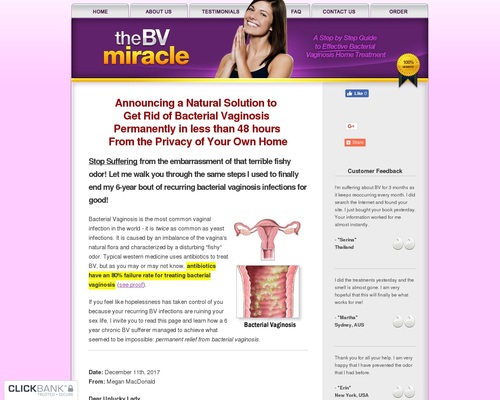 Bacterial Vaginosis Home Treatment Program | BV Miracle: Official Site