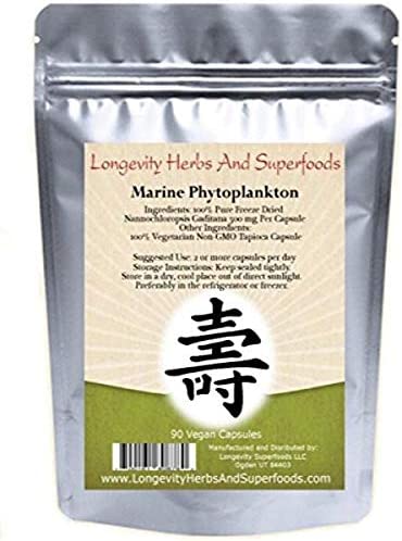 Marine Phytoplankton Powder Capsules Raw Omega 3 EPA Vegan ATP Energy Superfood (180 Vegan Capsules)