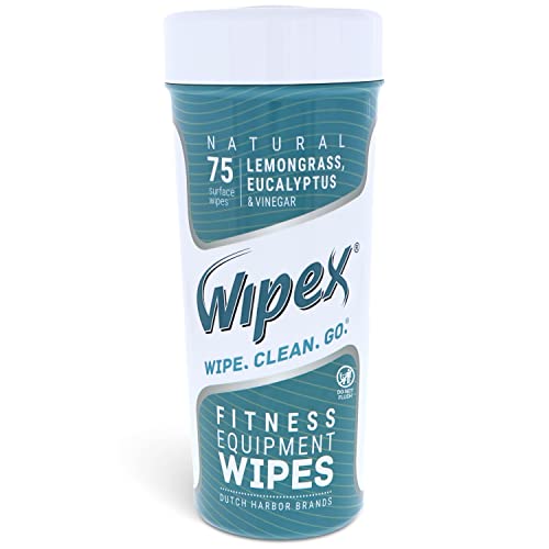 Wipex Natural Wipes for Fitness in Lemongrass & Eucalyptus, Gyms, Yoga, Peloton Cycles, Treadmills and Home, 75 Wipes per Canister