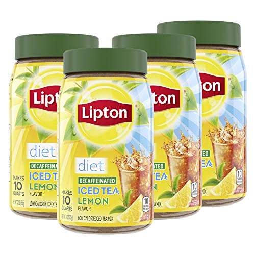 Lipton Diet Iced Tea Mix, Lemon, Caffeine-Free, Sugar-Free Black Tea Mix, Makes 10 Quarts (Pack of 4)