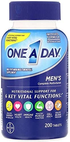 One A Day Men’s Multivitamin, Supplement with Vitamin A, Vitamin C, Vitamin D, Vitamin E and Zinc for Immune Health Support, B12, Calcium & more, 200 count