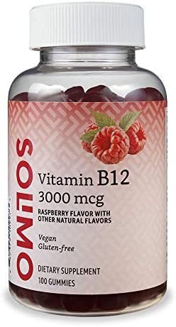 Amazon Brand - Solimo Vitamin B12 3000 mcg - Normal Energy Production and Metabolism, Immune System Support* - 100 Gummies (2 Gummies per serving)