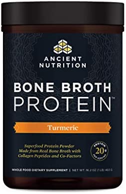 Ancient Nutrition Protein Powder Made from Real Bone Broth, Turmeric, 20g Protein Per Serving, 20 Serving Tub, Gluten Free Hydrolyzed Collagen Peptides Supplement