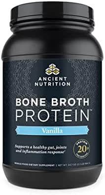 Ancient Nutrition Protein Powder Made from Real Bone Broth, Vanilla, 20g Protein Per Serving, 40 Serving Tub, Gluten Free Hydrolyzed Collagen Peptides Supplement, Great in Protein Shakes