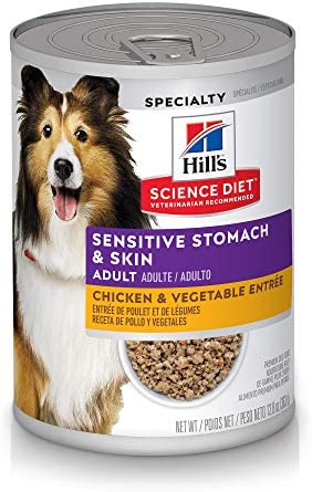 Hill's Science Diet Wet Dog Food, Adult, Sensitive Stomach & Skin, Chicken & Vegetable Entrée, 12.8 Ounce (Pack of 12)