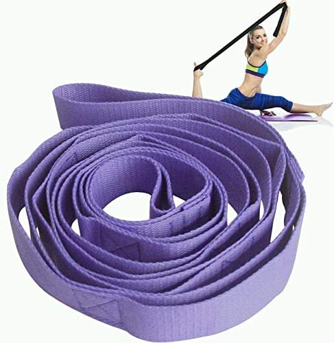 MJIYA Yoga Stretch Exercise Strap with 10 Flexible Loops Thicken Exercise Band Gravity Fitness Stretching Strap Physical Therapist Recommended Exercises and Pilates Workouts