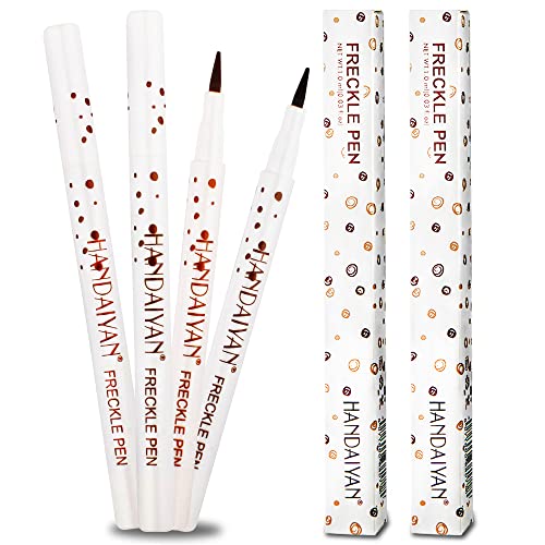 Witcrskm Freckle Pen 2 Colors, Natural Like Fake Freckles Waterproof Long Lasting Small Spot Face Freckle Makeup Pen (Light Brown + Natural Coffee)