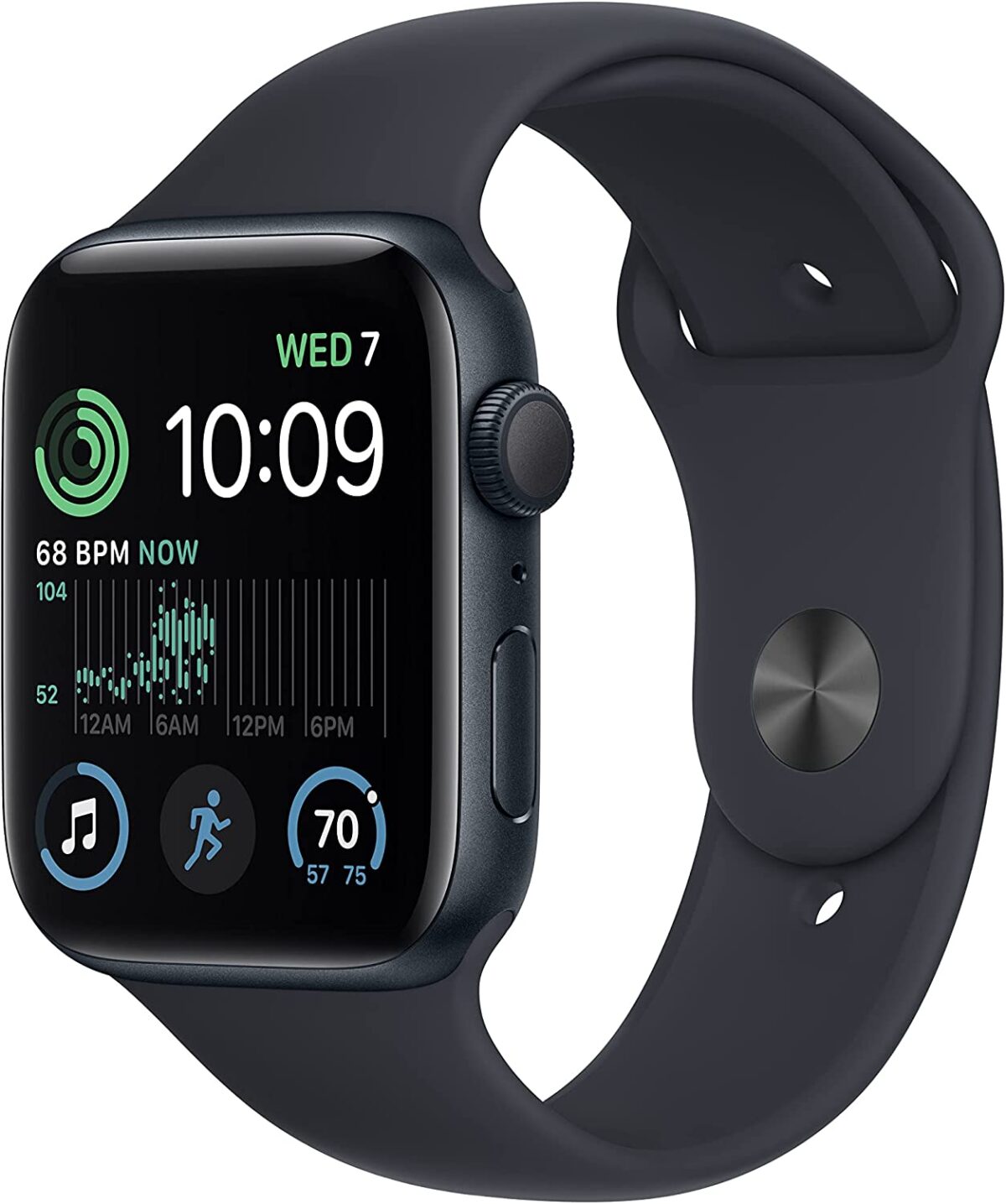 Apple Watch SE (2nd Gen) [GPS 44mm] Smart Watch w/Midnight Aluminum Case & Midnight Sport Band – M/L. Fitness & Sleep Tracker, Crash Detection, Heart Rate Monitor, Retina Display, Water Resistant