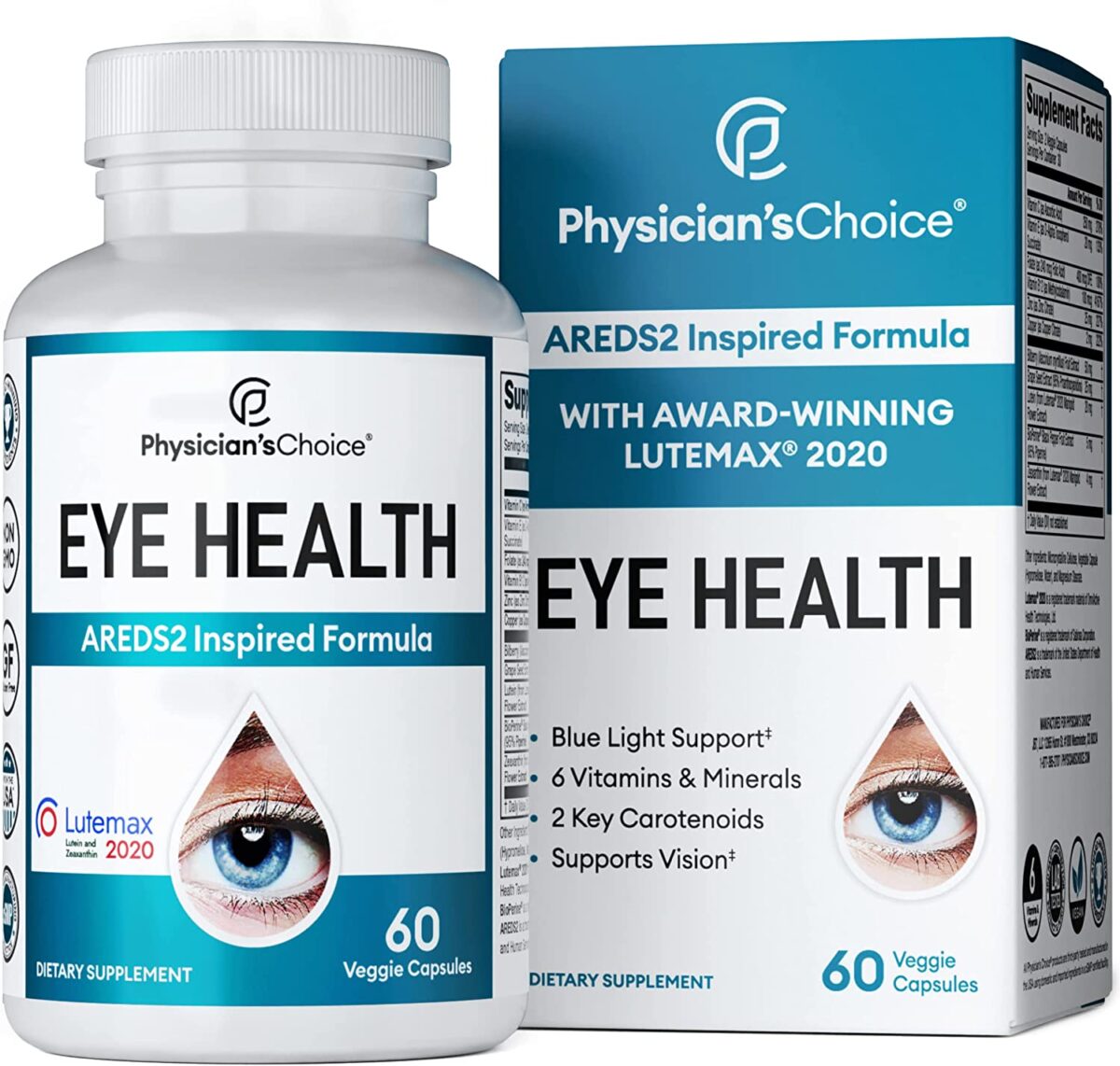 Areds 2 Eye Vitamins w/ Lutein, Zeaxanthin & Bilberry Extract – Supports Eye Strain, Dry Eyes, and Vision Health – 2 Award-Winning Clinically Proven Eye Vitamin Ingredients – Lutein Blend for Adults