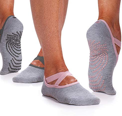 Gaiam Yoga Barre Socks - Non Slip Sticky Toe Grip Accessories for Women & Men