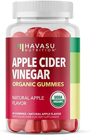 HAVASU NUTRITION Organic Apple Cider Vinegar Gummies with The Mother | Metabolism Stomach Control & Energy Support | Vegan & Non-GMO Natural Apple Flavor | 60 Count