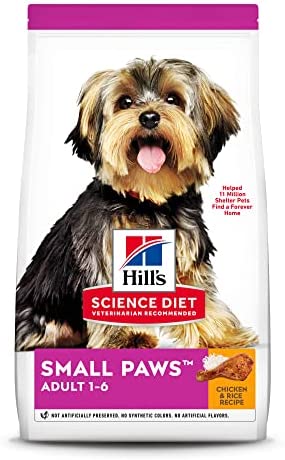 Hill's Science Diet Dry Dog Food, Adult, Small Paws For Small Breed Dogs, Chicken Meal & Rice, 4.5 Lb. Bag