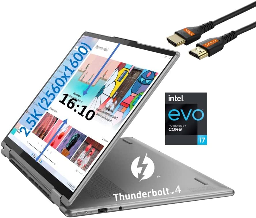 Lenovo Thin and Light Yoga 7i 16" 16:10 2.5K(2560x1600) IPS 400nits Touch 2-in-1 Laptop - Intel Evo - Core i7-1260P – Wi-Fi 6 100% sRGB Thunderbolt 4 w/HDMI Cabl (16GB RAM | 512GB PCIe SSD)