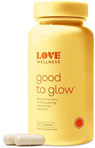 Love Wellness Good to Glow Collagen Capsules, 60 Count – Skin Care Supplement - Vitamin C & Biotin Promotes Bright, Smooth, Glowing & Clear Skin - Enhances Smoothness, Reduces Wrinkles & Fine Lines