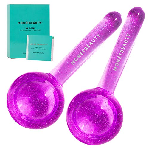 MonétBeauty Ice Globes for Facials, Freezer Safe and Highly Effective Facial Globes for Daily Beauty Routines, Tighten Skin, Reduce Puffiness and Headaches and Enhance Circulation (Purple)