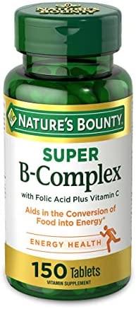 Nature’s Bounty Super B Complex with Vitamin C & Folic Acid, Immune & Energy Support, 150 tablets