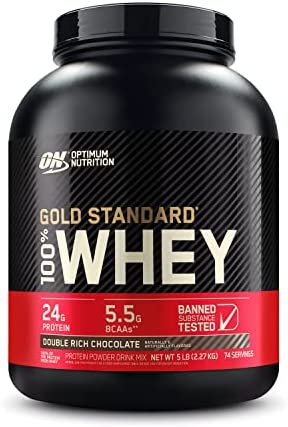 Optimum Nutrition Gold Standard 100% Whey Protein Powder, Double Rich Chocolate, 5 Pound (Packaging May Vary)