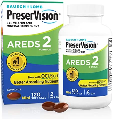 PreserVision AREDS 2 Eye Vitamin & Mineral Supplement, Contains Lutein, Vitamin C, Zeaxanthin, Zinc & Vitamin E, 120 Softgels (Packaging May Vary)