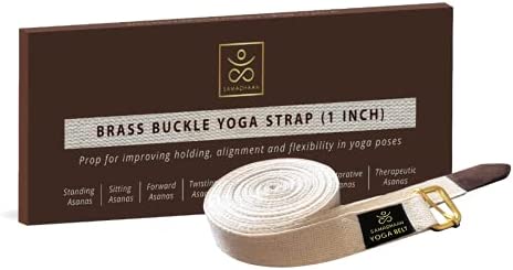 Samadhaan Yoga Strap with Durable Sliding Brass Buckle | Strong & Secure Yoga Strap | Double Thickness Adjustable Yoga Belt for Daily Stretching, Yoga, Pilates & Fitness