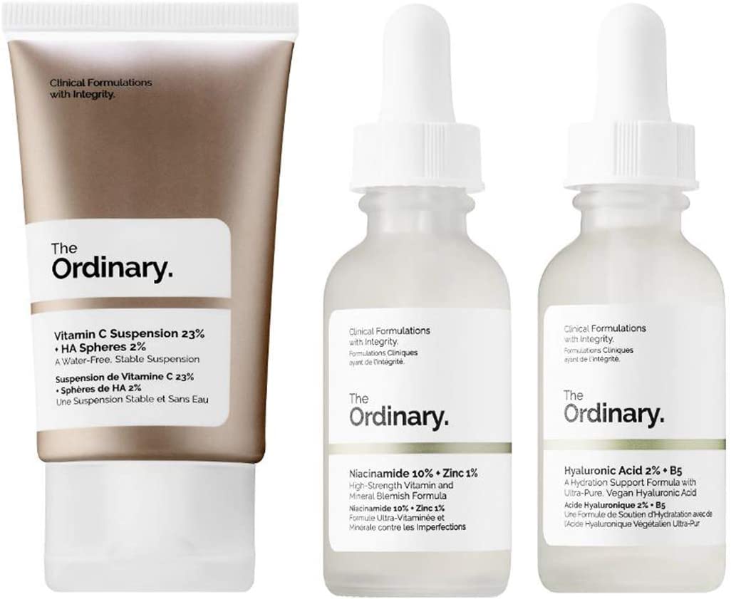 The Ordinary Facial Treatment Set! Includes Vitamin C Cream, Hyaluronic Acid Serum and Niacinamide Serum! Brightens, Hydrates And Reduces Skin Blemishes! Vegan, Paraben Free & Cruelty Free!