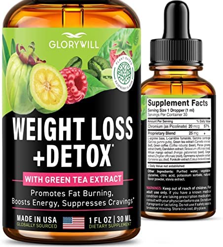 Weight Loss Drops Natural Detox Made in USA - Diet Drops for Fat Loss - Effective Appetite Suppressant & Metabolism Booster - 1 Fl Oz (Pack of 1)