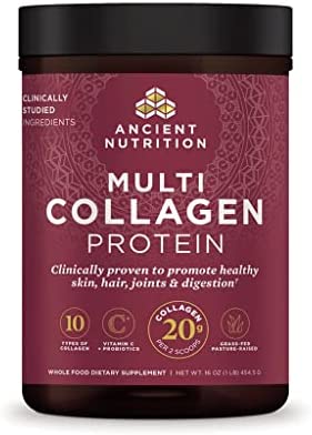 Ancient Nutrition Collagen Powder Protein with Probiotics, Unflavored Multi Collagen Protein with Vitamin C, 45 Servings, Hydrolyzed Collagen Peptides Supports Skin and Nails, Gut Health, 16oz…