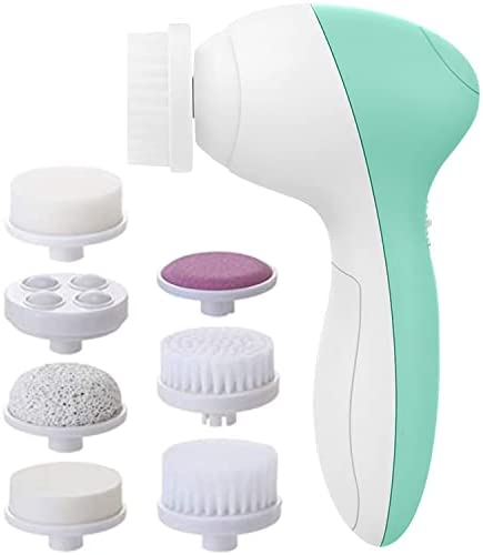 Facial Cleansing Brush | Face Scrubber Exfoliator Wash Cleansing Exfoliating Powered Electric Brushes Spin Cleanser Cleaning Scrub Oily Mixed Normal Dry Skin Including 7 Heads (Opal)