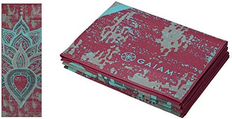 Gaiam Yoga Mat - Folding Travel Fitness & Exercise Mat - Foldable Yoga Mat for All Types of Yoga, Pilates & Floor Workouts (68"L x 24"W x 2mm Thick)