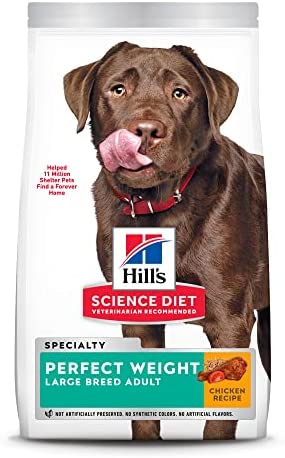 Hill's Science Diet Adult Perfect Weight for Weight Management, Large Breed Dry Dog Food, Chicken Recipe, 28.5 lb. Bag