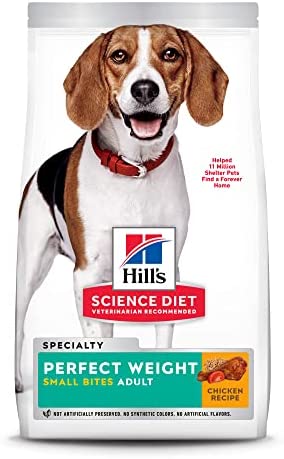 Hill's Science Diet Adult Perfect for Weight Management, Small Bites Dry Dog Food, Chicken Recipe, 4 lb Bag