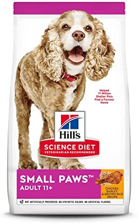 Hill's Science Diet Dry Dog Food, Adult 11+ for Senior Dogs, Small Paws, Chicken Meal, Barley & Brown Rice Recipe, 4.5 lb Bag