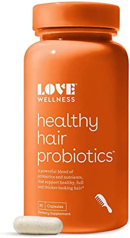 Love Wellness Healthy Hair Probiotics, 30 Capsules - Probiotic Blend Support Hair Growth and Healthy Scalp for Thicker, Fuller Looking Hair - AnaGain Nu, Biotin, Vitamin B12 & B6 - Safe & Effective