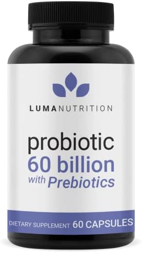 Luma Nutrition Probiotics 60 Billion CFU with Prebiotics - Probiotics for Women - Probiotics for Men - Formulated for Digestive Health - 60 Capsules