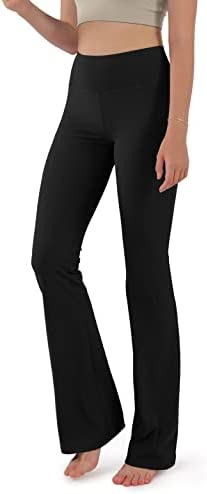 ODODOS Women's Bootcut Yoga Pants with Hidden Pocket High Waisted Tummy Control Bootleg Gym Workout Pants, Black, Small