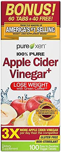 Purely Inspired Apple Cider Vinegar Pills for Weight Loss Apple Cider Vinegar Capsules Weight Loss | Lose Weight with Green Coffee & ACV | Non Stimulant Weight Loss Pills for Women & Men, 100 Ct