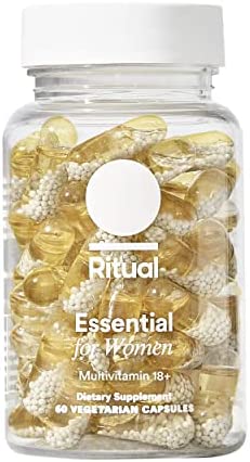 Ritual Multivitamin for Women 18+, Clinical-Backed Multivitamin with Vitamin D3 for Immune Support*, Vegan Omega 3 DHA, B12, Iron, Gluten Free, Non GMO, Mint Essenced, 30 Day Supply, 60 Capsules