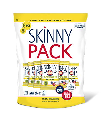 SkinnyPop Popcorn, Gluten Free, Non-GMO, Healthy Snacks, Easter Snacks, Skinny Pop Dairy Free White Cheddar Popcorn Snack Packs, 0.65 Oz Individual Size Snack Bags (6 Count)