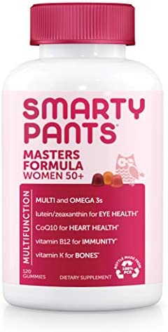 SmartyPants Women's Masters 50+ Multivitamin: Vitamin C, D3 & Zinc for Immunity, Lutein/Zeaxanthin for Eye Health*, CoQ10 for Heart Health, Omega 3 Fish Oil (EPA & DHA), B6, 120 Count (30 Day Supply)