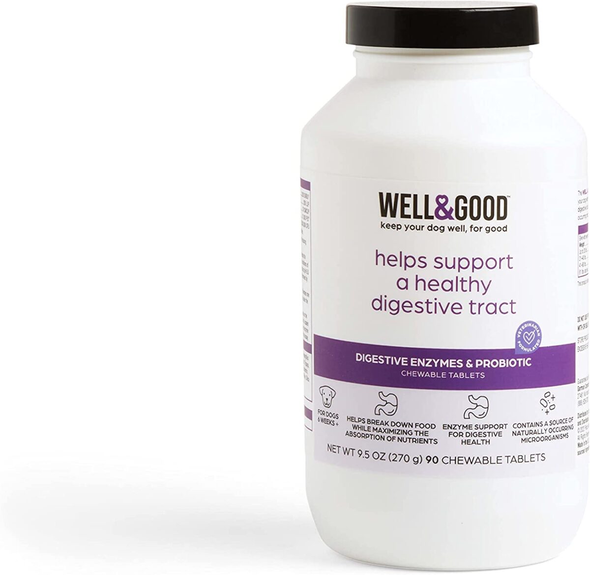 Well & Good Petco Brand Digestive Enzymes and Probiotics Chewable Tablets for Dogs, Count of 90