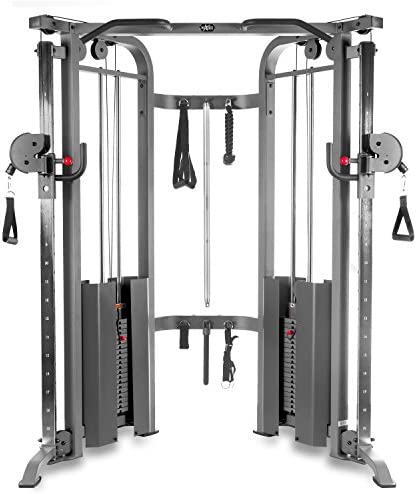 XMark Home Gym Functional Trainer Cable Machine, Dual Adjustable Pulley Machine with 200 lb Weight Stacks, Upgraded Accessories and Weight Bench Options Available