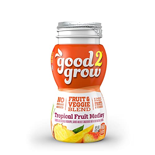 good2grow Tropical Fruit Medley Juice 24-pack of 6-Ounce BPA-Free Juice Bottles, Non-GMO with Full Serving of Fruits and Vegetables. SPILL PROOF TOPS NOT INCLUDED