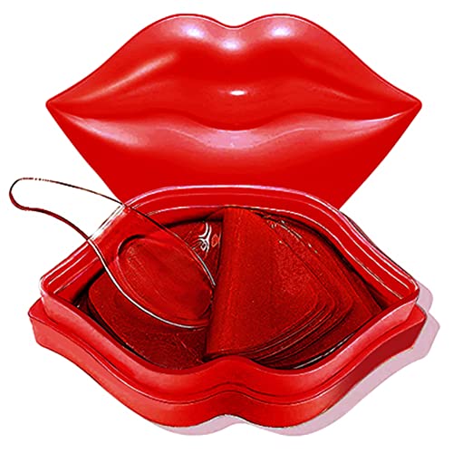 20Pcs Moisturizing Lip Mask, Restores Moisture Lip Care Mask for Dry Lips and Lip Lines Lips Overnight Lip Care, Gel Treatment Lip Masks Plumping ​Lips Mask (Red)