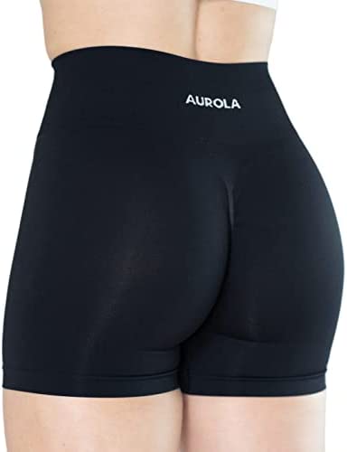 AUROLA Dream Collection Workout Shorts for Women High Waist Seamless Scrunch Athletic Running Gym Yoga Active Shorts Black