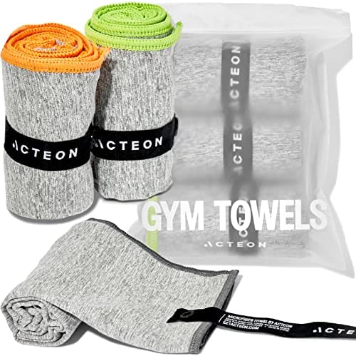 Acteon Microfiber Quick Dry Gym Towel, Silver ION Odor-Free Mega Absorbent Fiber Fast Drying Men Women Workout Gear for Body Sweat, Beach, Camping, Working Out Travel Towels