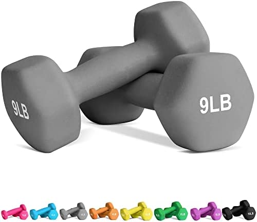 Balelinko Hand Weight Neoprene Coated Dumbbell for Home Gym Equipment Workouts Strength Training Free Weights for Women, Men, Seniors and Youth (1, 2, 3, 4, 5, 6, 7, 8, 9, 10, 12, 15 lb)