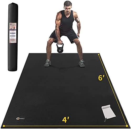 CAMBIVO Large Exercise Mats for Home Workout, Extra Thick Workout Mats for Home Gym, Gym Mats for Jump Rope, Weights, Cardio, Fitness （6' x 4' x 7 mm, Shoe-Friendly）