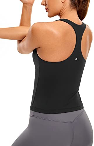 CRZ YOGA Butterluxe Workout Tank Tops for Women Built in Shelf Bras Padded - Racerback Athletic Spandex Yoga Camisole