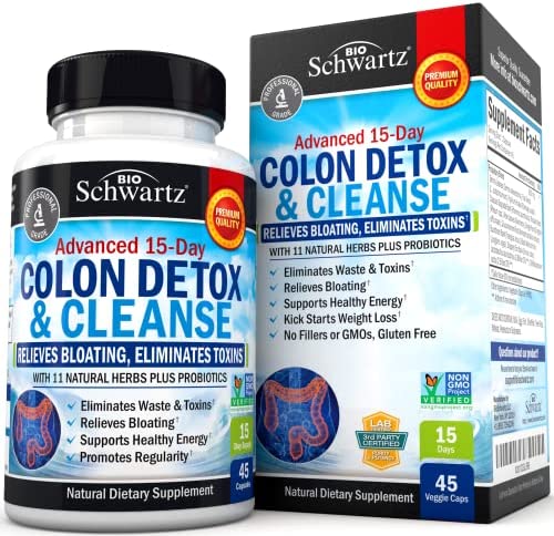 Colon Cleanser and Detox for Weight Loss & Digestive Support - 15 Day Fast-Acting Extra Strength Cleanse with Probiotic Fiber Plus Noni for Constipation Relief & Bloating Support, Non-GMO, 45 Count