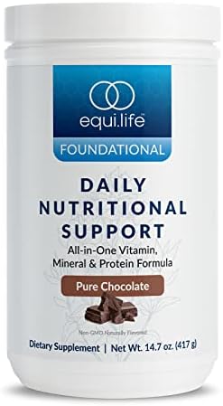 Equilife - Daily Nutritional Support, All-in-One Vegan Protein Powder, Daily Multivitamin, May Help Boost Energy & Mood, Gut-Cleansing Aid, Promotes Skin Health (Pure Chocolate, 14 Servings)