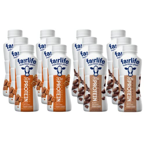 Fairlife Nutrition Plan Chocolate and Caramel Shake Variety Pack 30g Protein Low Sugar Combo Supplement Meal Replacement Ready To Drink 11.4 Oz Bulk Variety Pack (12-Count)